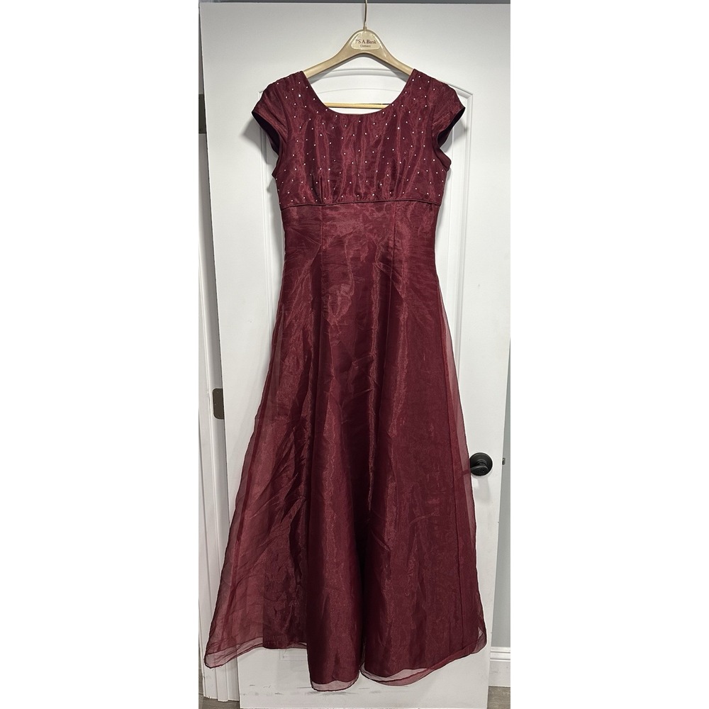 Vtg 90s Y2K Jody California A-Line Wine Burgandy Dress Whimsigoth fairy-prom 7/8